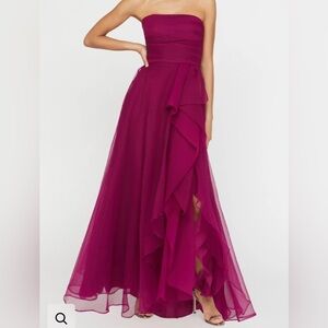Theia Strapless Fuchsia Gown